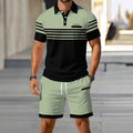 hot-selling men's polo shirt set, new summer two-piece casual short-sleeve and shorts set, dropshipping available