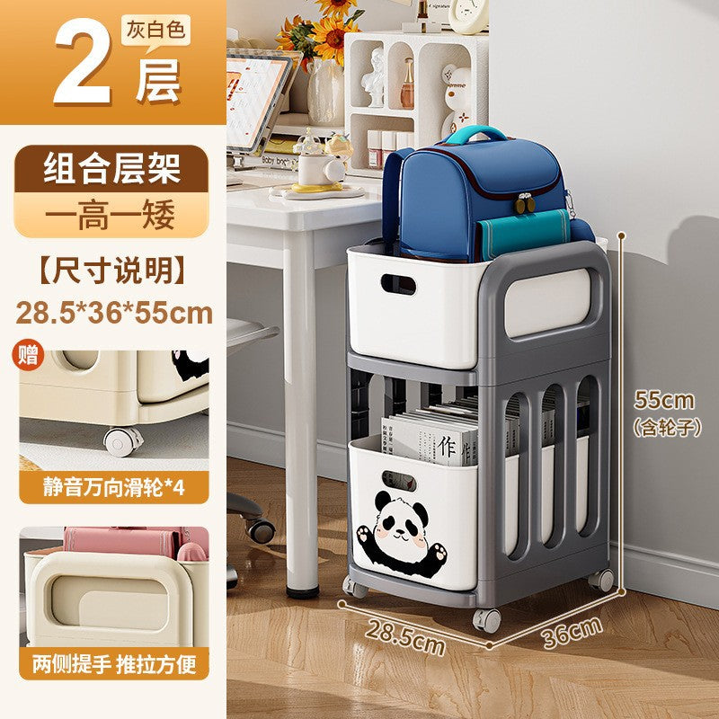 School bag shelf movable pulley trolley with wheels storage artifact household universal storage shelf bookshelf durable