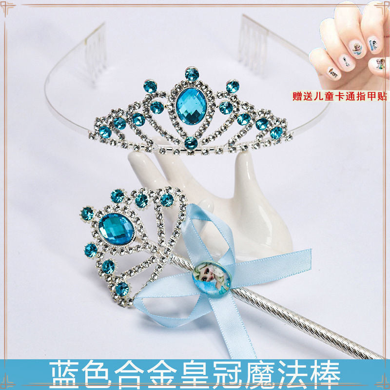 Crown Tiara Children's Little Princess Crown Magic Wand Hair Accessories Set Princess Elsa Necklace Girls Jewelry Box