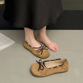 plus size summer new french style round toe bow mary jane shoes women's slip-on flat loafers