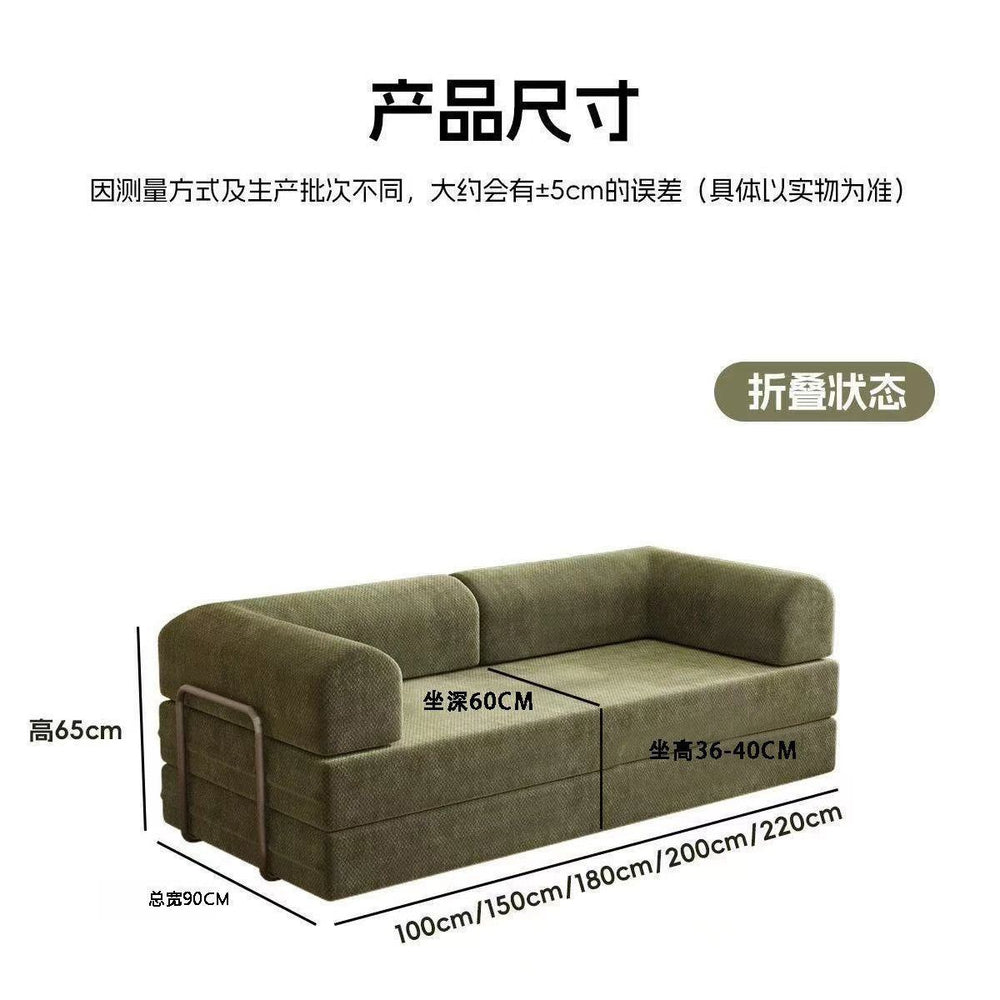 Retro fabric compression sofa small apartment living room chinese ancient style foldable double three-person dual-purpose modular lazy sofa bed