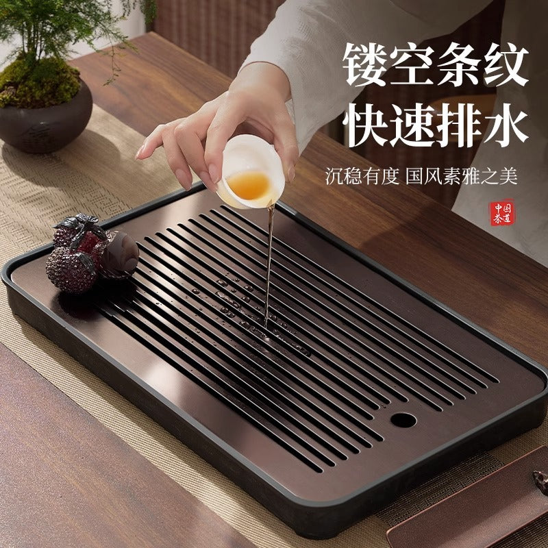 Tea tray, small tea table, one piece, dry soaking table, drain tray, tea sea, kung fu tea set, tea tray, tea table, bamboo portable