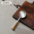 New 430 stainless steel round-head measuring spoon - home kitchen baking tool with beech wood handle for coffee, bean, and milk powder