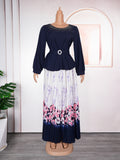 Aliexpress elegant commute top & skirt set - pleated skirt, african women's plus size printed dress