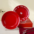 housewarming joy big red simple pure red ceramic fruit plate exquisite restaurant hotel western food steak plate pure color
