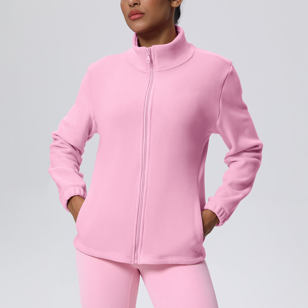 Fall and winternew arrival warm zipper sweatshirtoutwear outdoor casual running fitness fleece-linedheattech sports outwear women