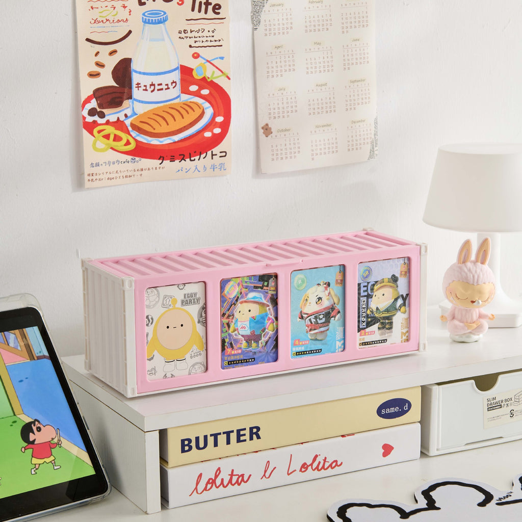 Card storage box Household large-capacity grid card storage display cabinet Cartoon animation blind box Animation card box
