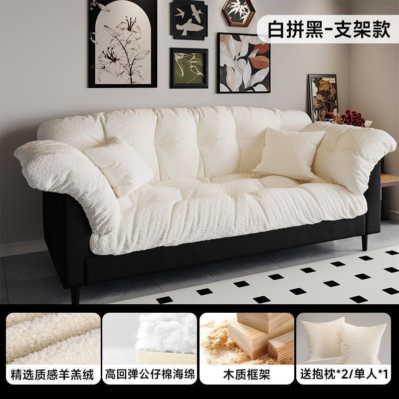 Retro fabric sofa living room new arrivaldouble straight row small apartment bedroom rental room lazy modern simple sofa