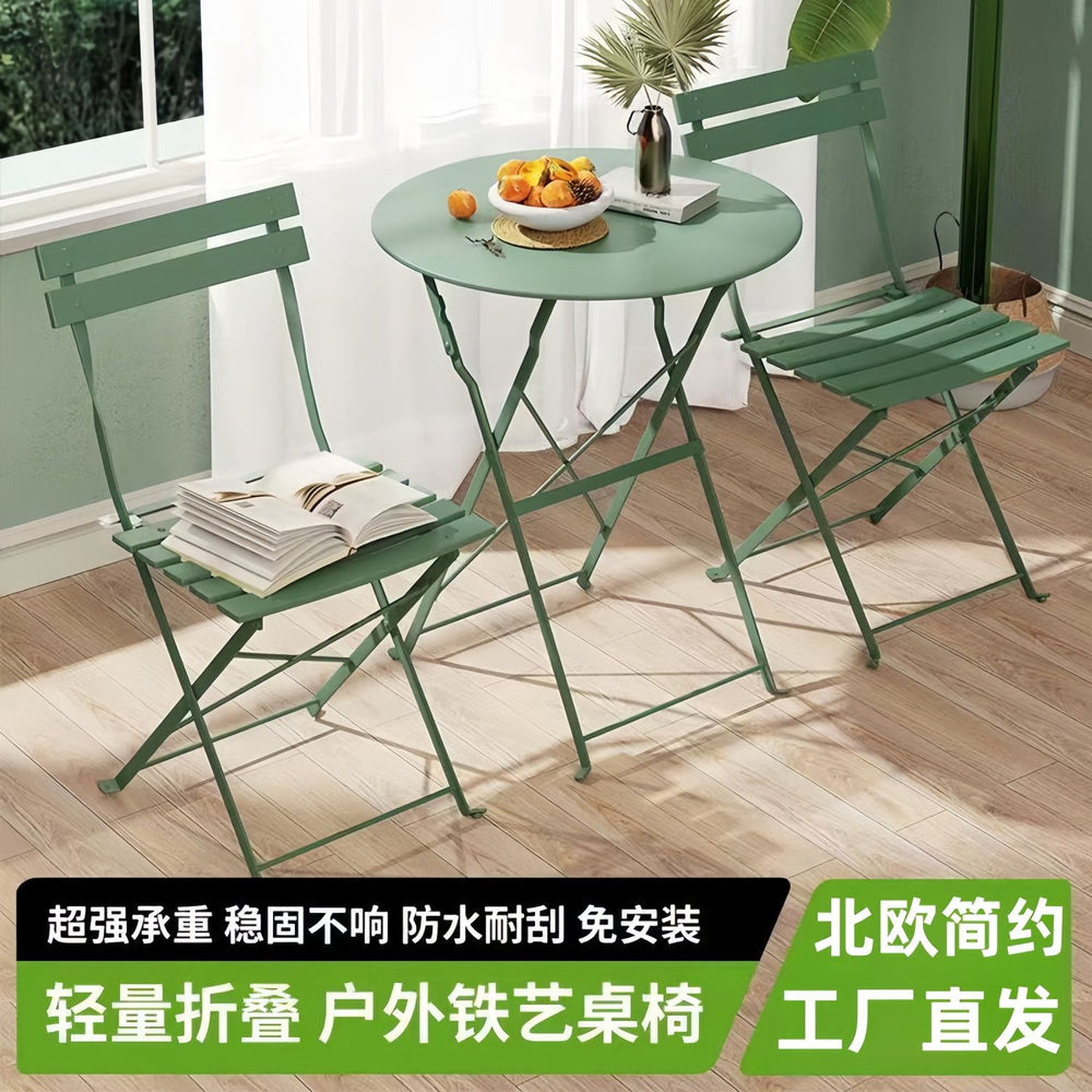 Balcony tea table and chair suitfoldable outdoor courtyard garden open-air casualpopular milk tea shop exterior new table and chairs