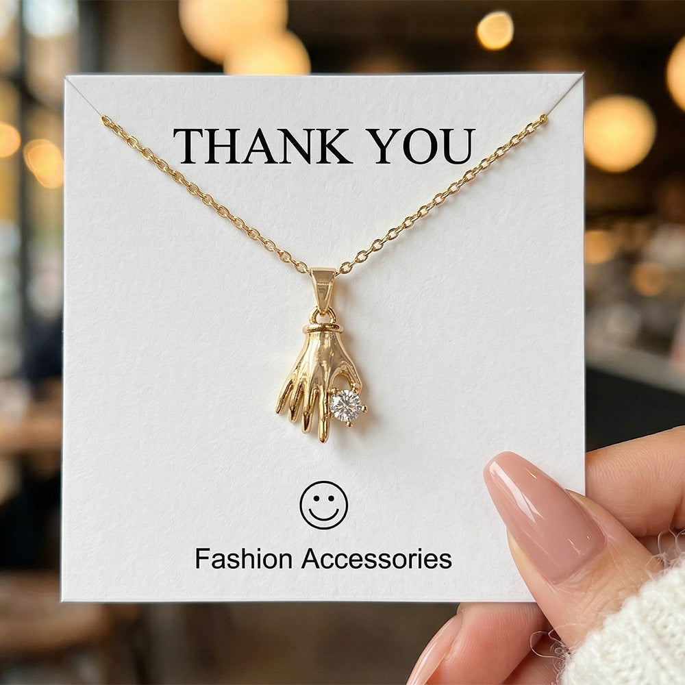 European and american hot-selling, unique & stylish copper-inlaid zircon necklace for women - lightweight luxury, niche design, versatile, tarnish-resistant titanium steel clavicle chain jewelry