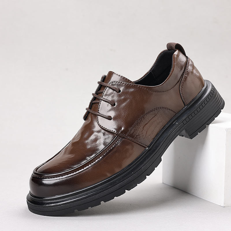 Genuine leather men's new leather shoes, light luxury business casual men's shoes, formal shoes, thick sole men's wedding leather shoes