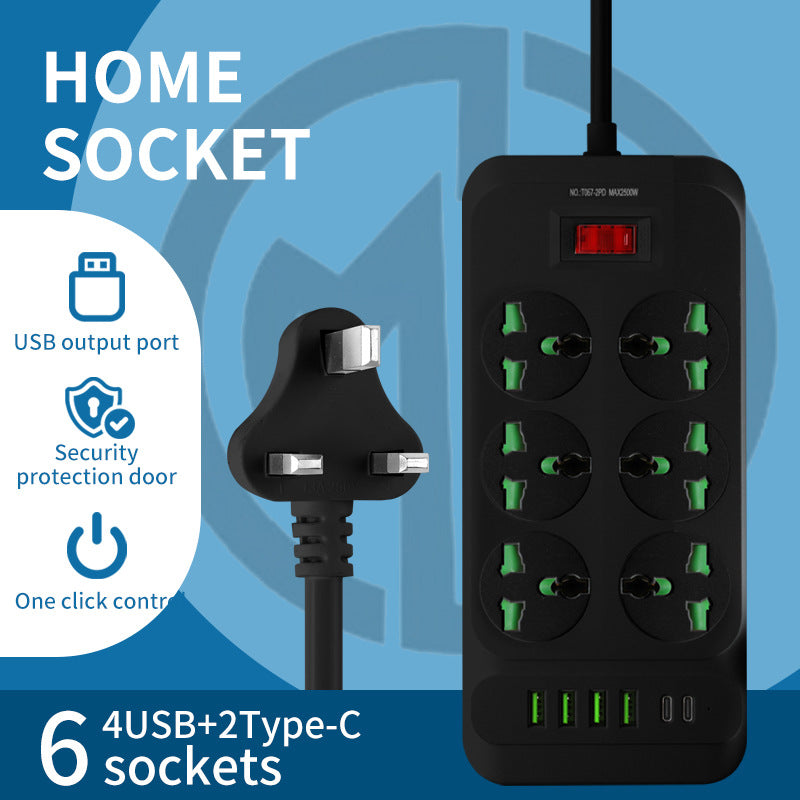Overload switch british standard socket american standard european hong kong version drag board wireless international neutral sub-control plug strip plug-in board