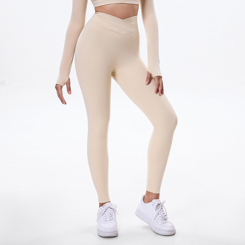 Cross yoga pants women's high waist hip lifting yoga clothes professional fashion outwear nine-point pants tight sports fitness pants