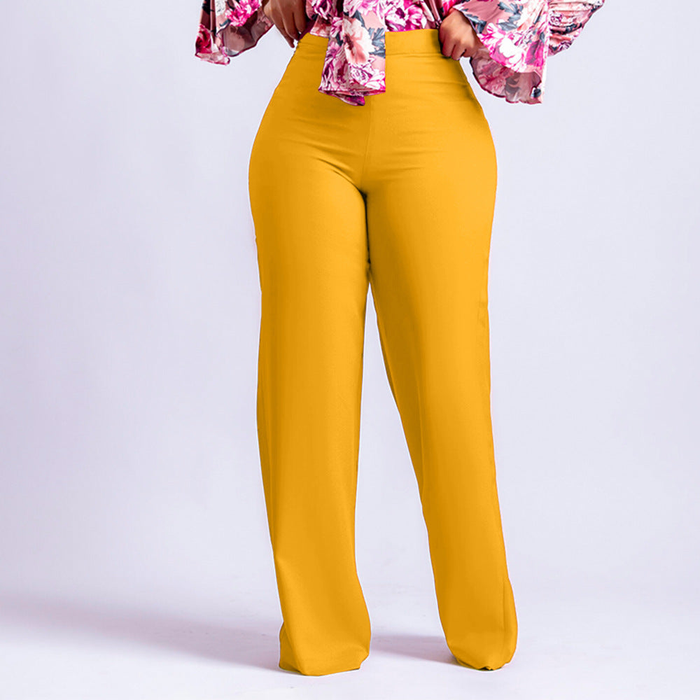 D359 european and american clothing   new fashion elegant elastic waist casual plus size wide leg pants african style trousers