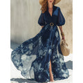 Amazon european style bohemian floral v-neck maxi dress - new summer slimming dress for women