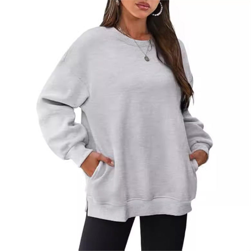 women's relaxed fit crewneck sweatshirt - autumn/winter casual top, european & american street style