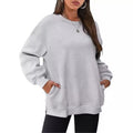 women's relaxed fit crewneck sweatshirt - autumn/winter casual top, european & american street style