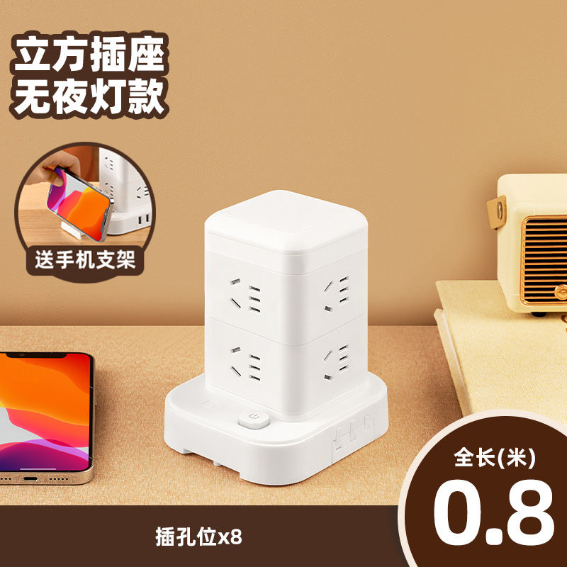 Smart vertical power strip socket with usb mobile phone charging multi-port tower office for home creative power strip rubik's cube