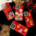 Lucky horse year fortune huawei p80 phone case, honor 500pro nova15 glitter swirl red new year case