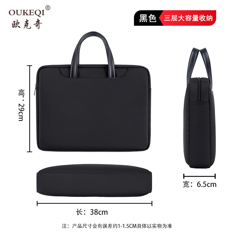 Large capacity business briefcase - waterproof oxford cloth document bag with custom printing, office zipper conference bag, laptop sleeve