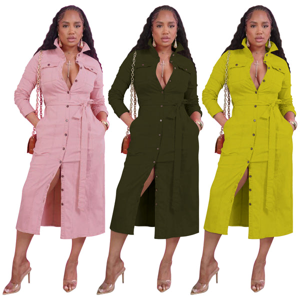 30019 Cross-border supply  Europe, America and  women's clothing autumn fashion denim jacket washing dress new