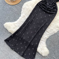 Elegant black v-neck halter dress - women's summer korean style hotfix rhinestone waist slimming maxi dress - high-end