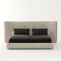 Italian normcore cotton and linen fabric bed designer cream style widescreen bed modern double large apartment house master bedroom bed