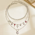 Wholesale faux pearl bowknot heart necklace - european & american cross-border fashion, sweet & cool, spicy girl style, cross pendant accessories