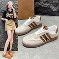 Exportplus sizespring & fallnew arrivalretro leopard print white shoes women's cross-border round toe tie backplus sizecasualeasiest for match women's shoes