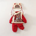Winter girls' new year's outfit: new chinese style children's red fleece-lined thickened traditional tang suit set for the lunar new year