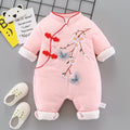 Baby quilted long sleeves one-piece baby girl 100-week dress chinese style thin cotton romper jumpsuit