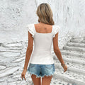 european and american cross-border e-commerce women's apparel: new summer square neck ruffle trim slim-fit t-shirt for  and independent websites