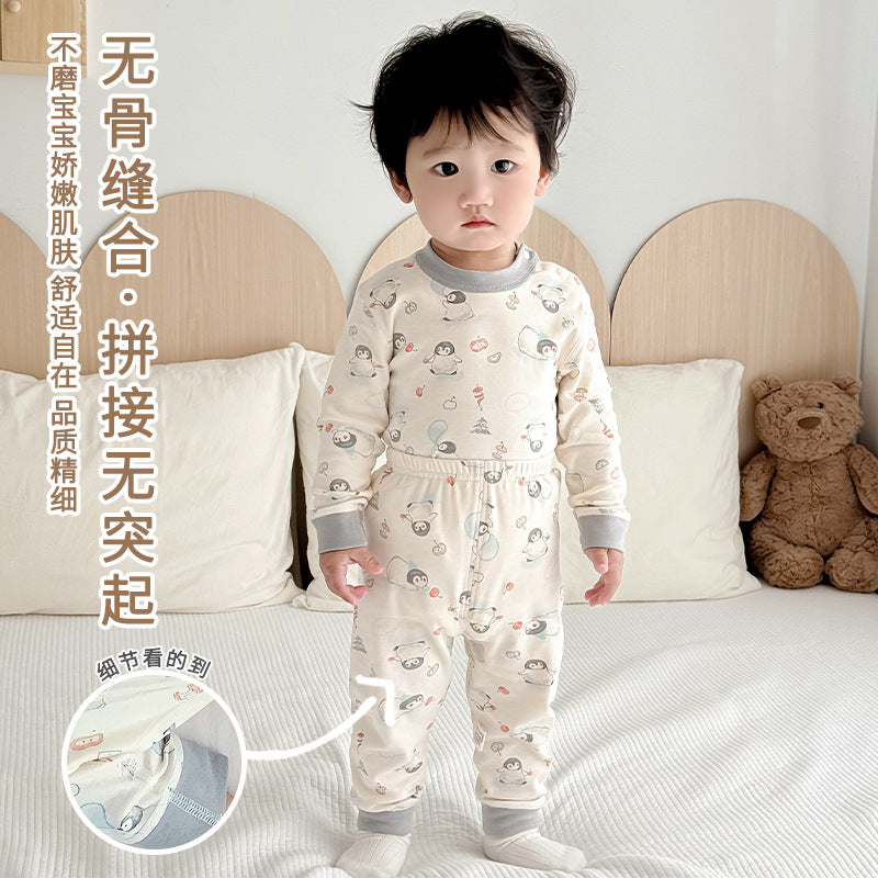 Kids' cotton thermal underwear set - boys' & girls' warm base layer for spring/autumn, baby & toddler pajamas