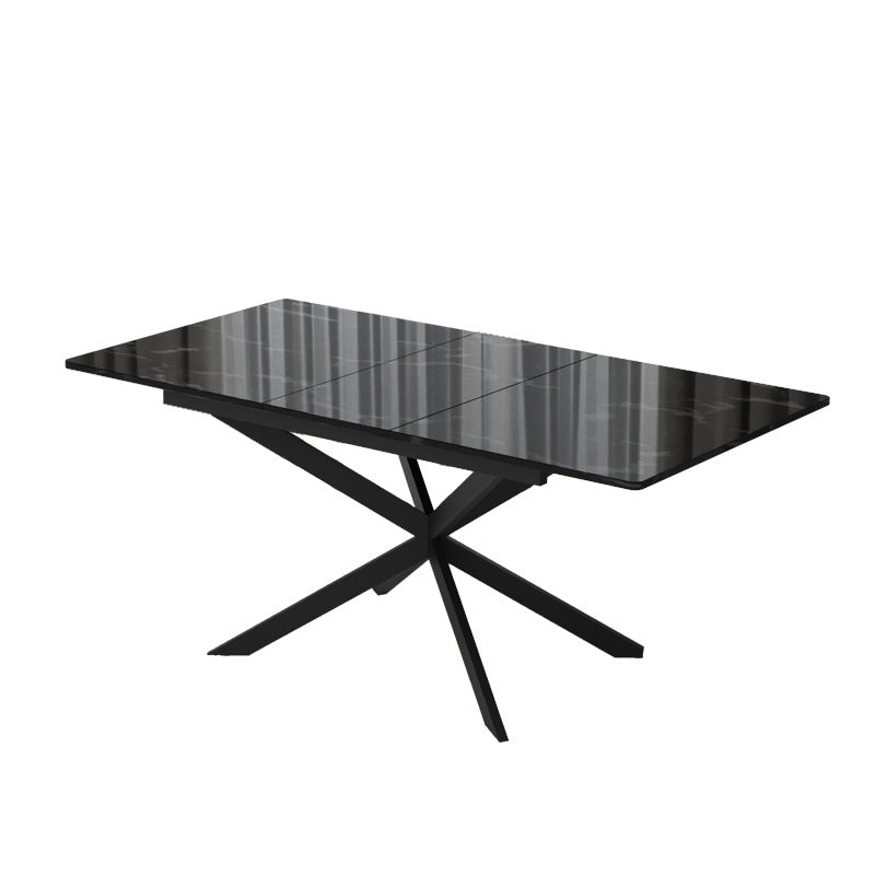 Factory direct rock slab dining table - nordic style casual rectangular dining table - carbon steel long table - modern minimalist dining table for small spaces