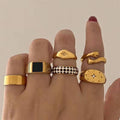 Wholesale alloy ring sets: cross-border gold-plated eight-pointed star jewelry, niche light luxury stackable hand jewelry, and trendy ins-style finger rings