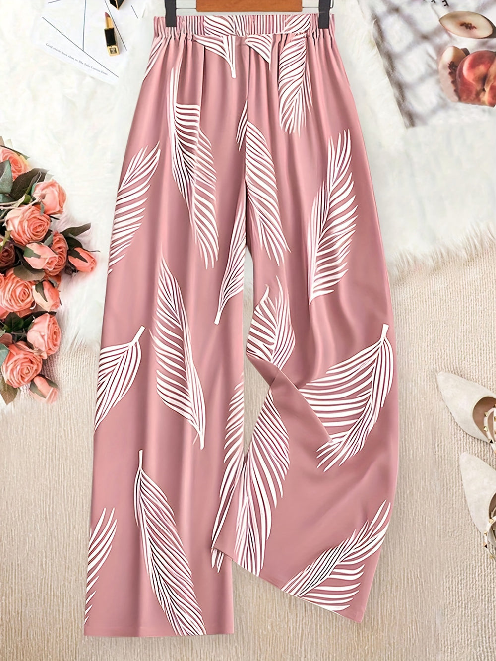 new european and american style women's summer casual pants - printed, loose-fit, high-waisted trousers for women
