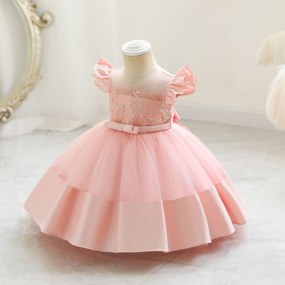 Ready-to-ship wholesale children's dresses, airplane sleeve princess dresses for baby girls, perfect for first birthday parties, dance recitals, and evening events. includes tutu skirts