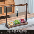 [three compartments] lifting plate + transparent glass bowl