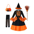 halloween girls' dress - bat pattern witch costume with party hat - halloween kids' dress