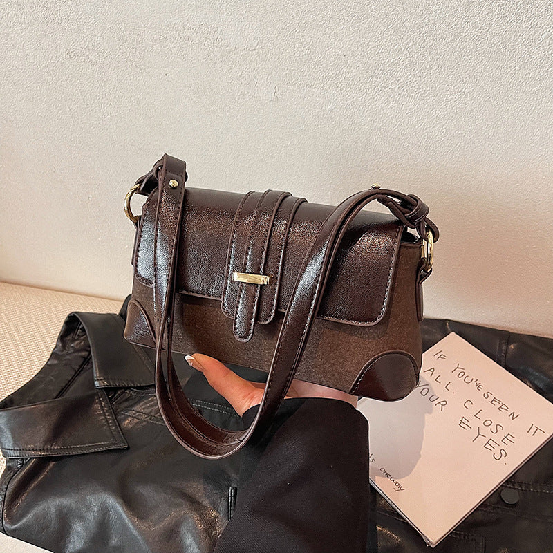 New high-texture French retro shoulder bag temperament versatile commuter bag niche design color matching fashion underarm bag