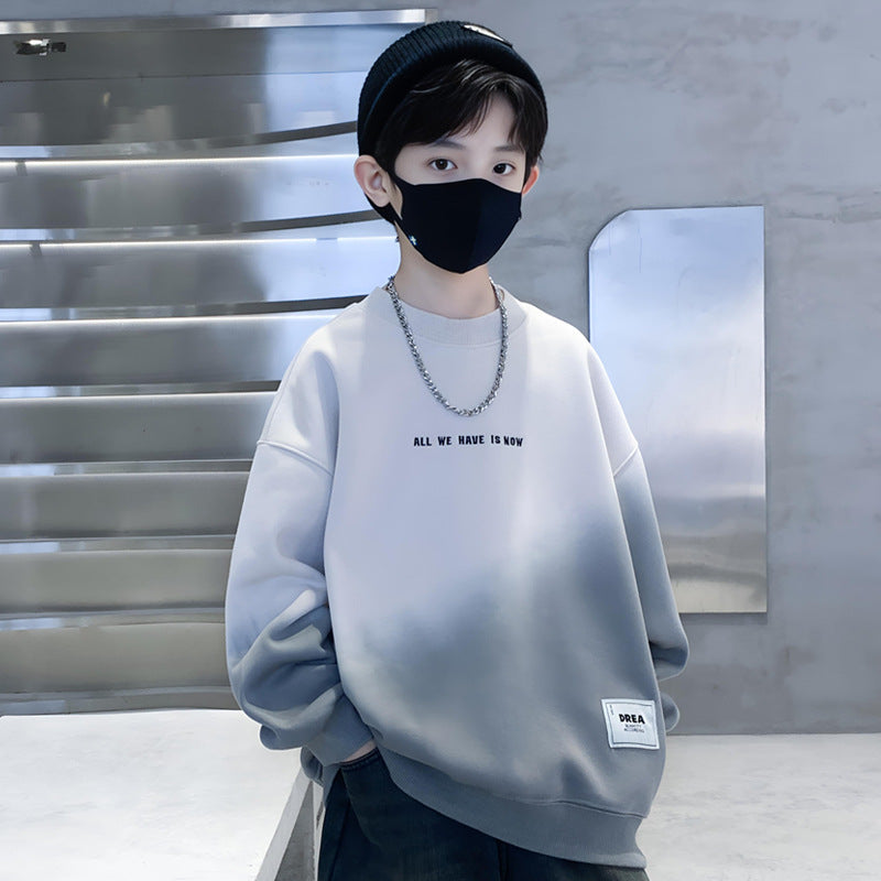 Boys' gradient hoodie - spring/autumn  new style, trendy kids' streetwear, autumn top, boy's base layer, cool & edgy