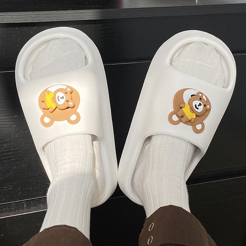 Rotate bear slippers women's eva thick solesummeroutwearcute indoor home bathroom non-slip deodorizing filter one-piece sandals