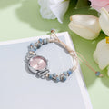 Blue bead light coffee thread sunburst pink
