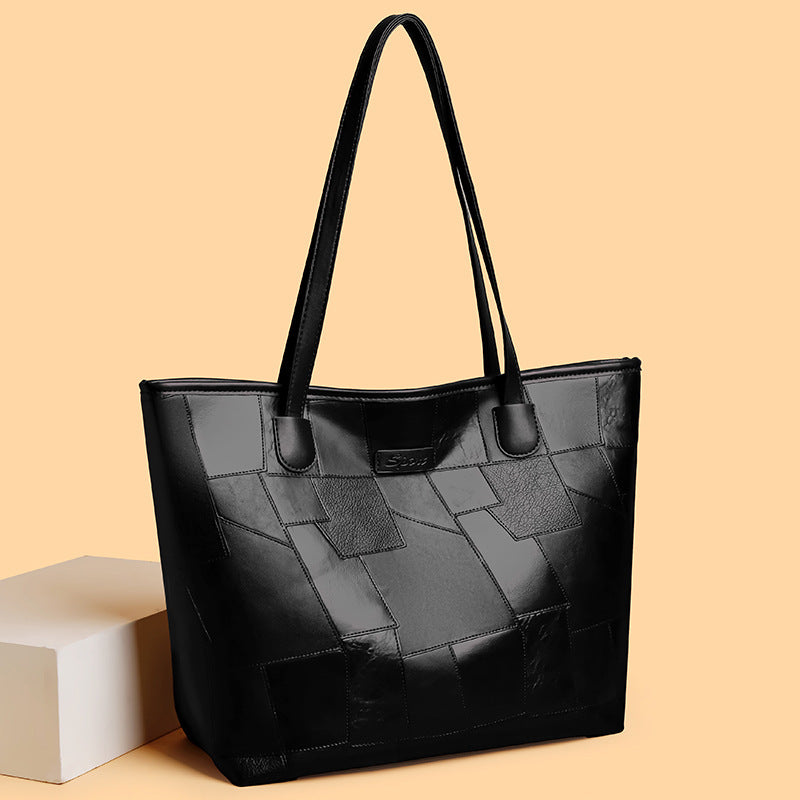 2024 new fashion shoulder bag large capacity tote bag solid color patchwork women's bag woven tote bag dropshipping available