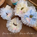 Hair tie women's classy style fashion cream white polka dot lace double layer large intestine hair rope tie hair durable headband