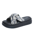 Platform sandals and thick-soled sandals for women, summer new arrivals, european and american style, retro floral print, trendy one-strap sandals for women