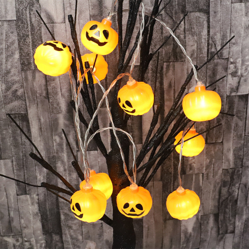 LED Halloween Pumpkin Decorative Light String Battery Box USB Remote Control Atmosphere Ghost Festival Party Skull Ghost Lantern