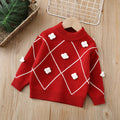 Winternew arrival new year's greetings kidssweatergirlknittingfleece-linedthickened small snowflake pullover bottom shirt