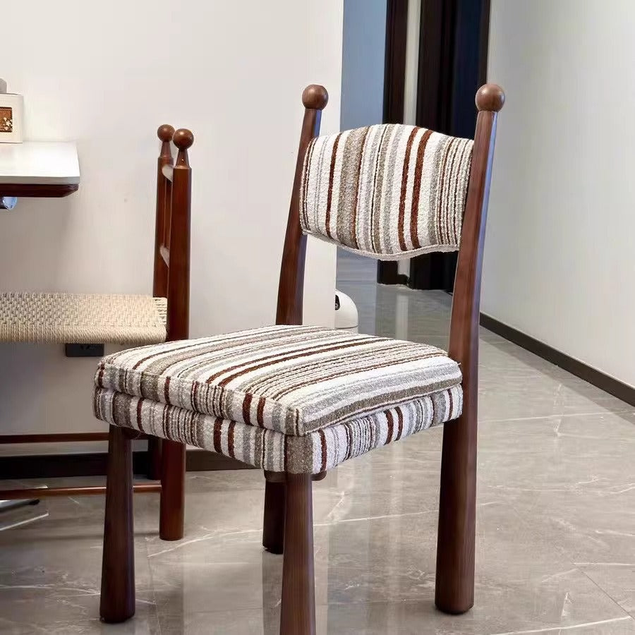 French retro solid wood dining chair designer home casual chair medieval dining table and chair bedroom light luxury ash wood