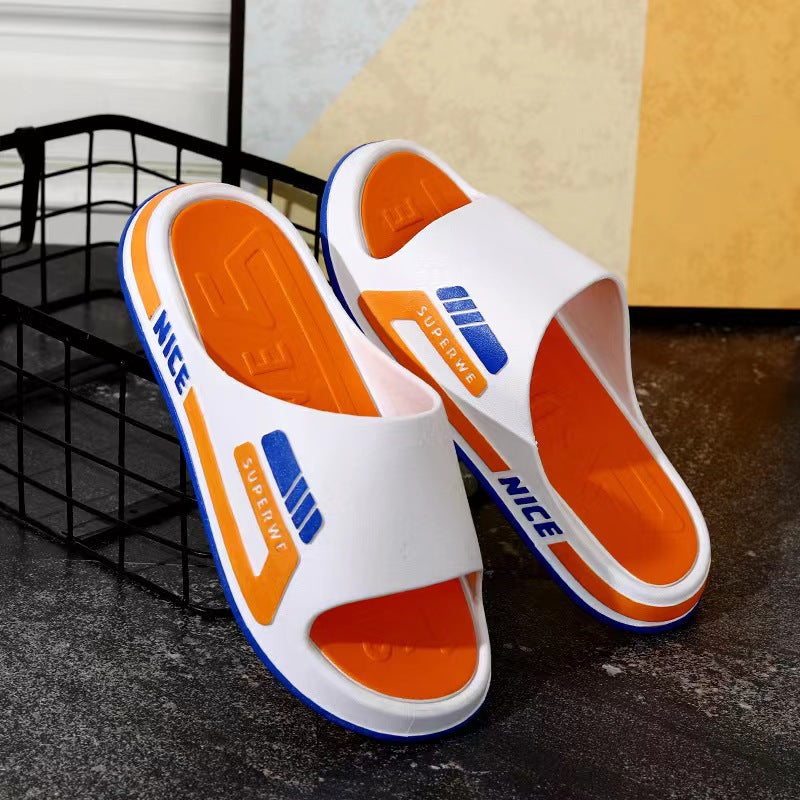 Summer trendy men's slippers - stylish outdoor & indoor home slippers, non-slip bathroom slides for couples
